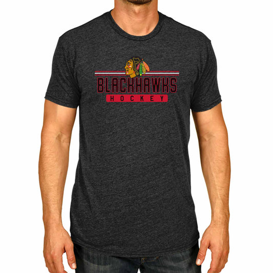 Chicago Blackhawks Adult NHL Heather Charcoal True Fan Hockey T-Shirt - Charcoal
