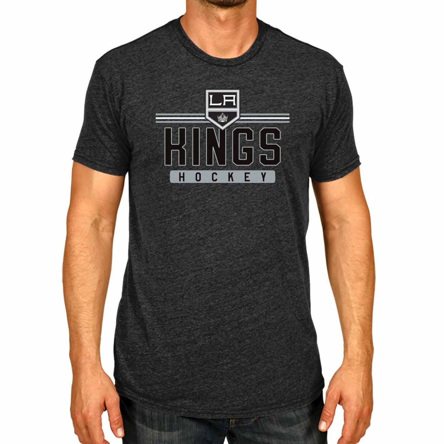 Los Angeles Kings Adult NHL Heather Charcoal True Fan Hockey T-Shirt - Charcoal