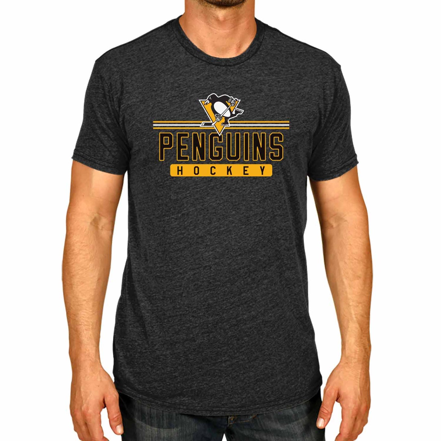 Pittsburgh Penguins Adult NHL Heather Charcoal True Fan Hockey T-Shirt - Charcoal