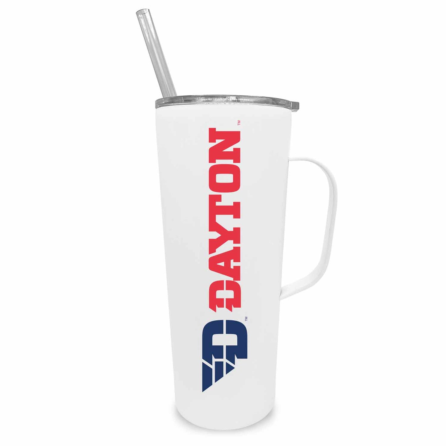 Dayton Flyers NCAA Stainless Steel 20oz Roadie With Handle & Dual Option Lid With Straw - White
