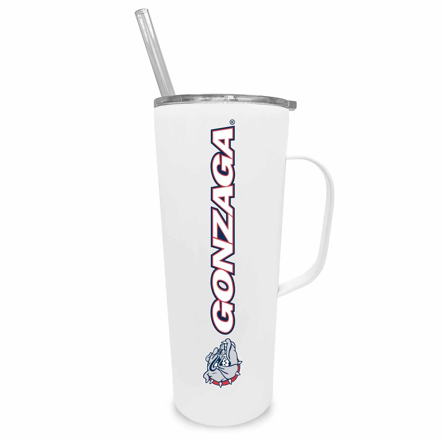 Gonzaga Bulldogs NCAA Stainless Steel 20oz Roadie With Handle & Dual Option Lid With Straw - White