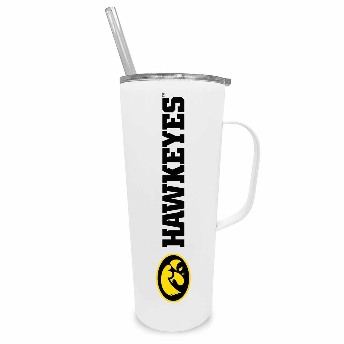 Iowa Hawkeyes NCAA Stainless Steel 20oz Roadie With Handle & Dual Option Lid With Straw - White