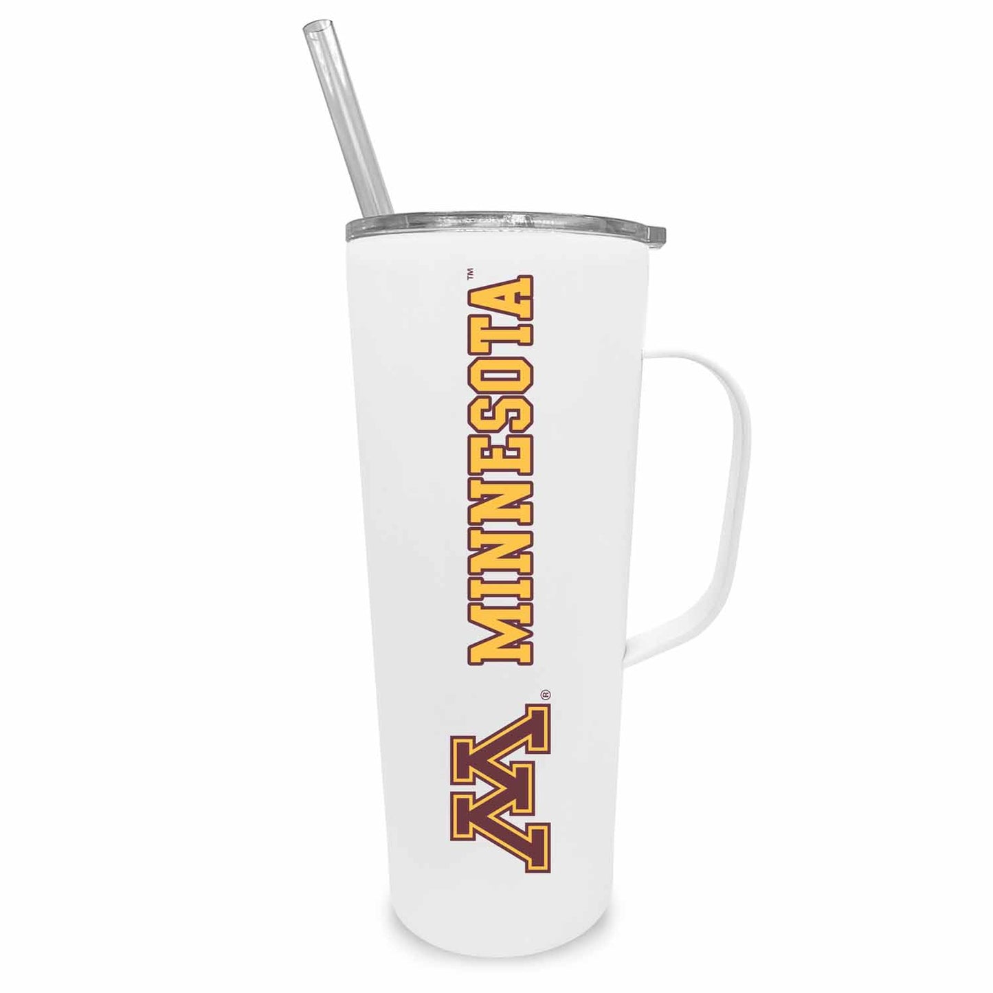 Minnesota Golden Gophers NCAA Stainless Steel 20oz Roadie With Handle & Dual Option Lid With Straw - White