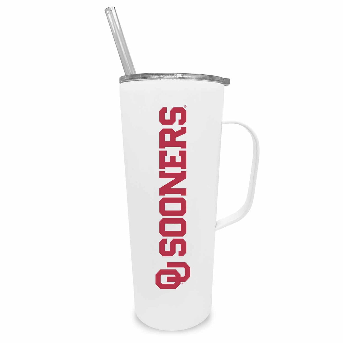 Oklahoma Sooners NCAA Stainless Steel 20oz Roadie With Handle & Dual Option Lid With Straw - White