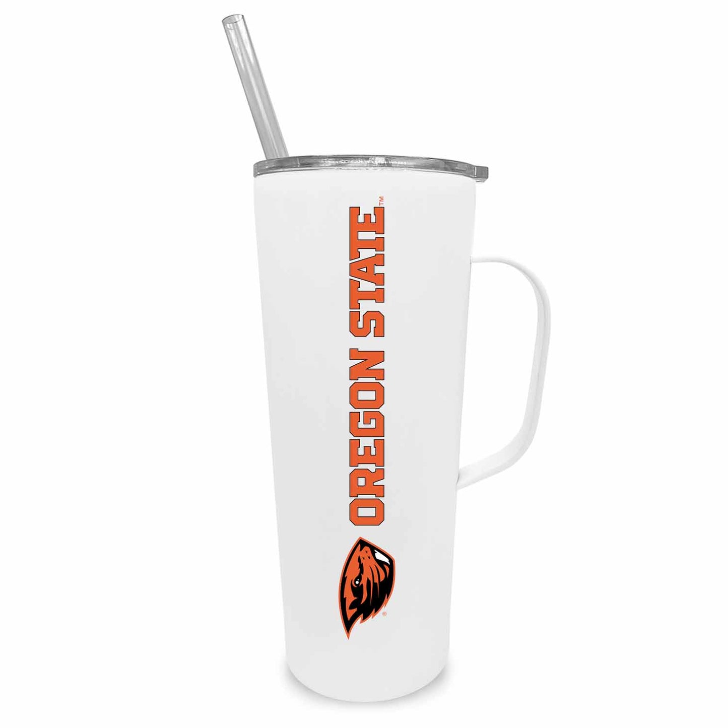 Oregon State Beavers NCAA Stainless Steel 20oz Roadie With Handle & Dual Option Lid With Straw - White