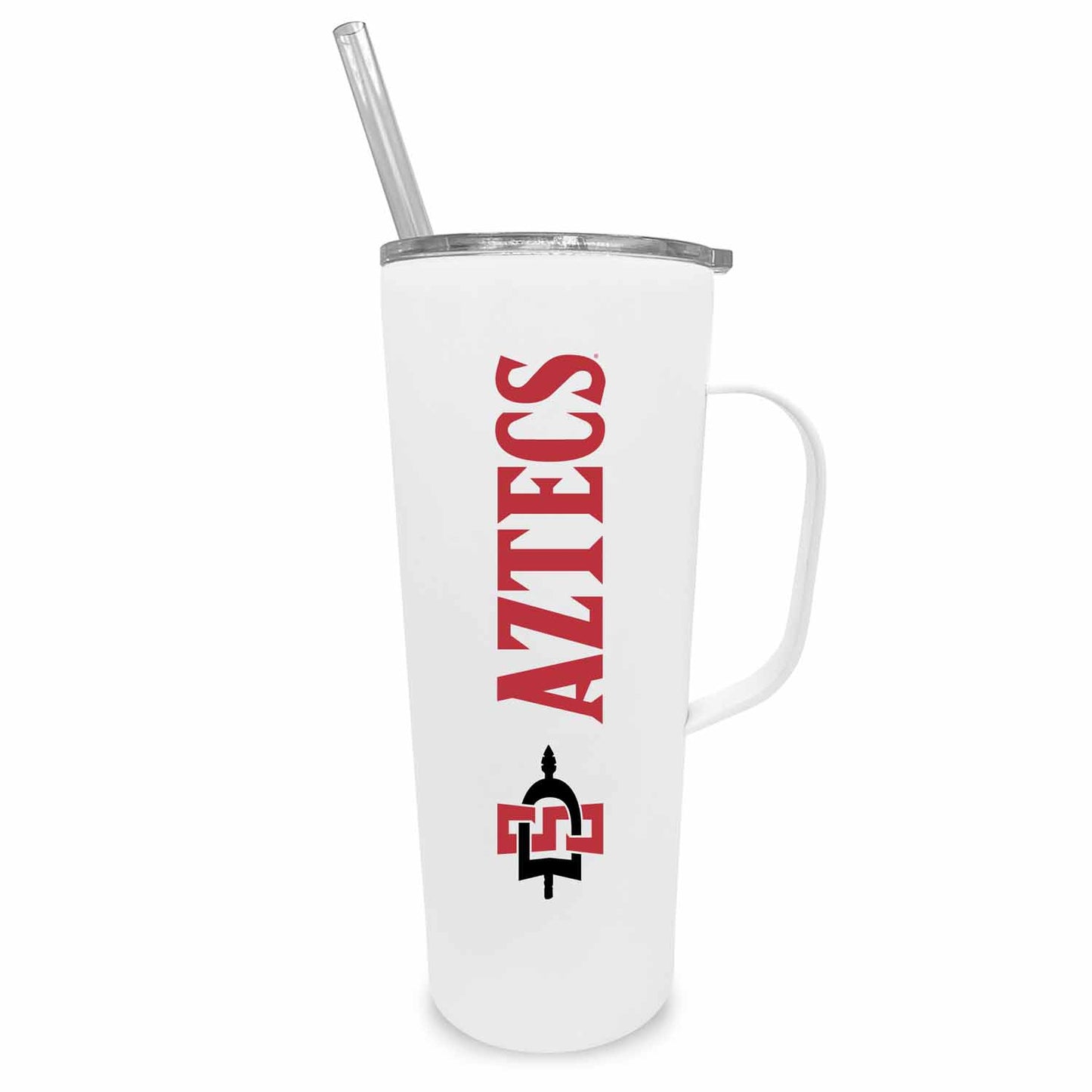 San Diego State Aztecs NCAA Stainless Steel 20oz Roadie With Handle & Dual Option Lid With Straw - White
