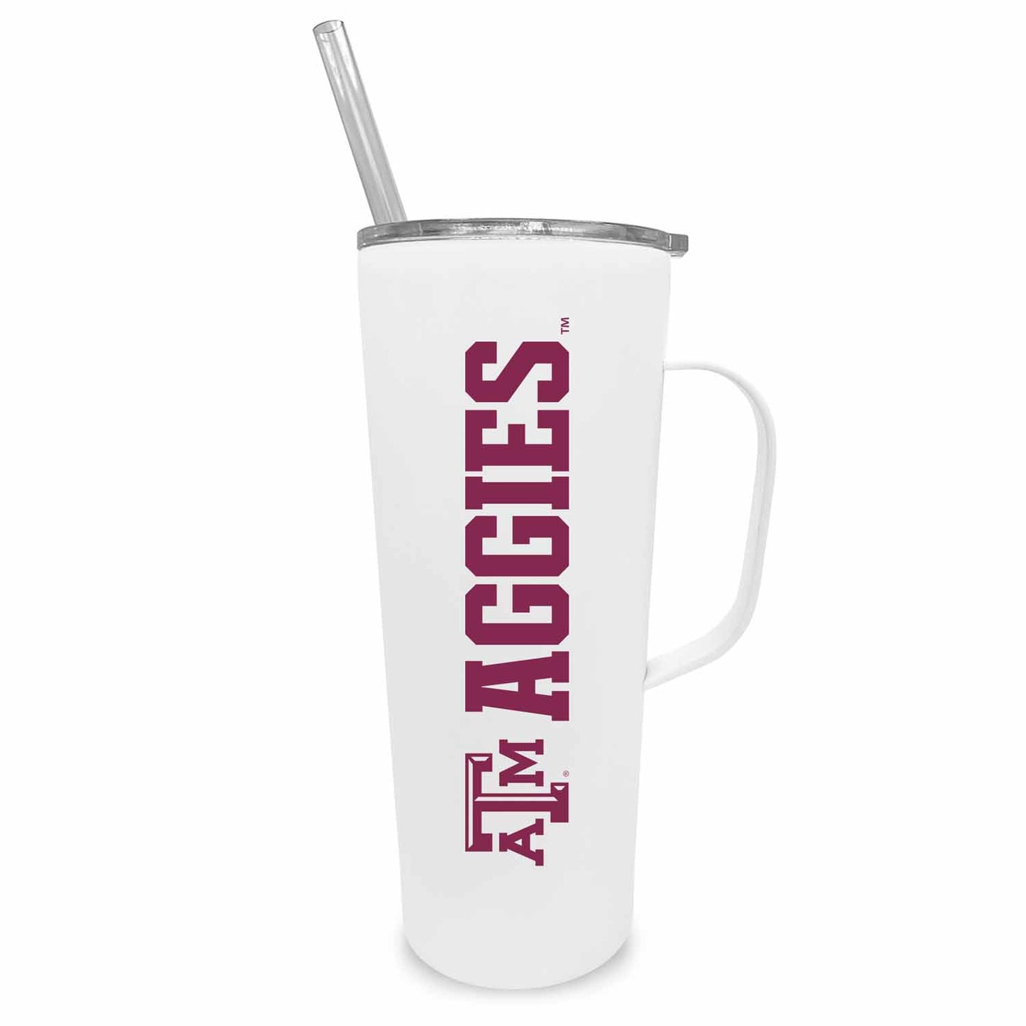 Texas A&M Aggies NCAA Stainless Steel 20oz Roadie With Handle & Dual Option Lid With Straw - White