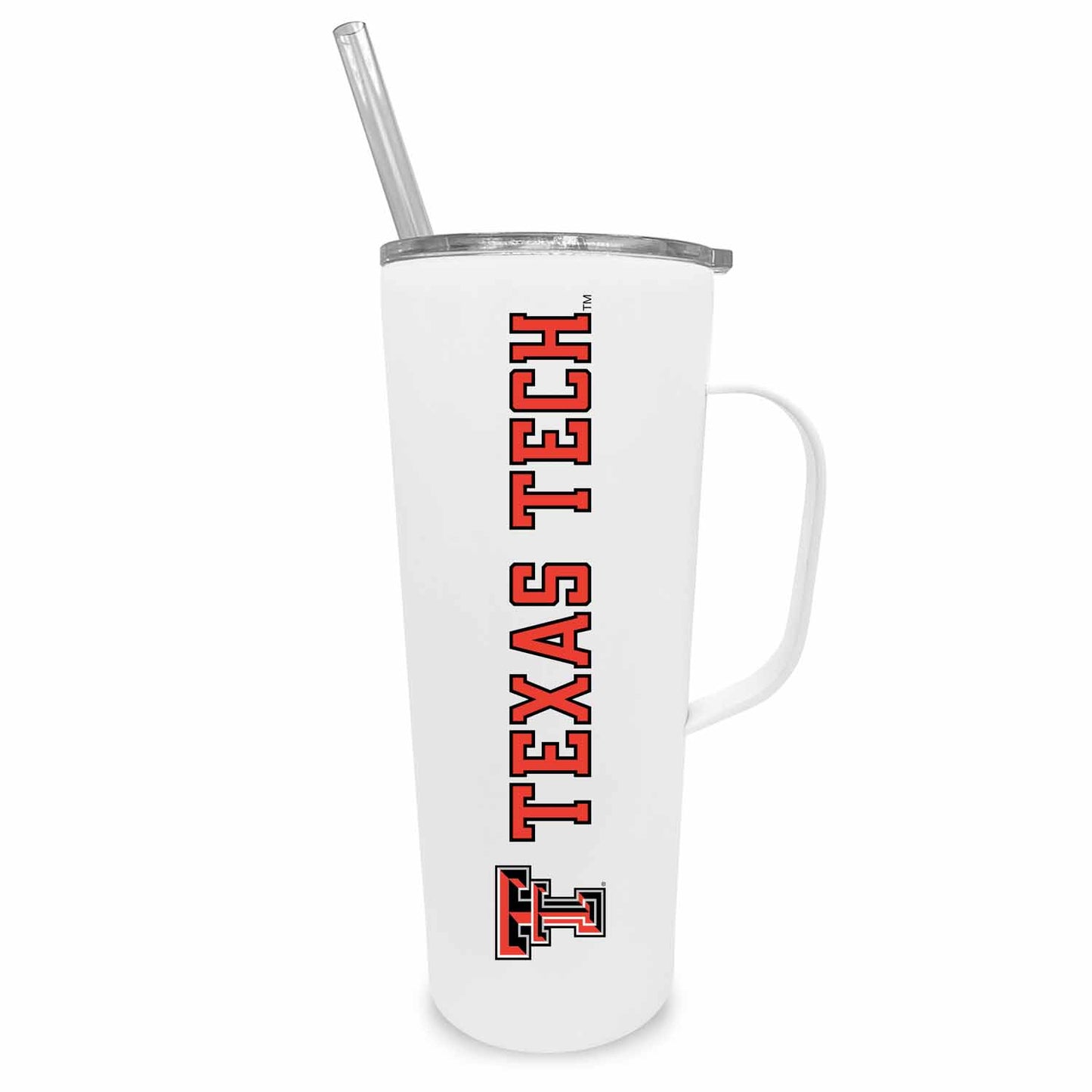 Texas Tech Red Raiders NCAA Stainless Steel 20oz Roadie With Handle & Dual Option Lid With Straw - White