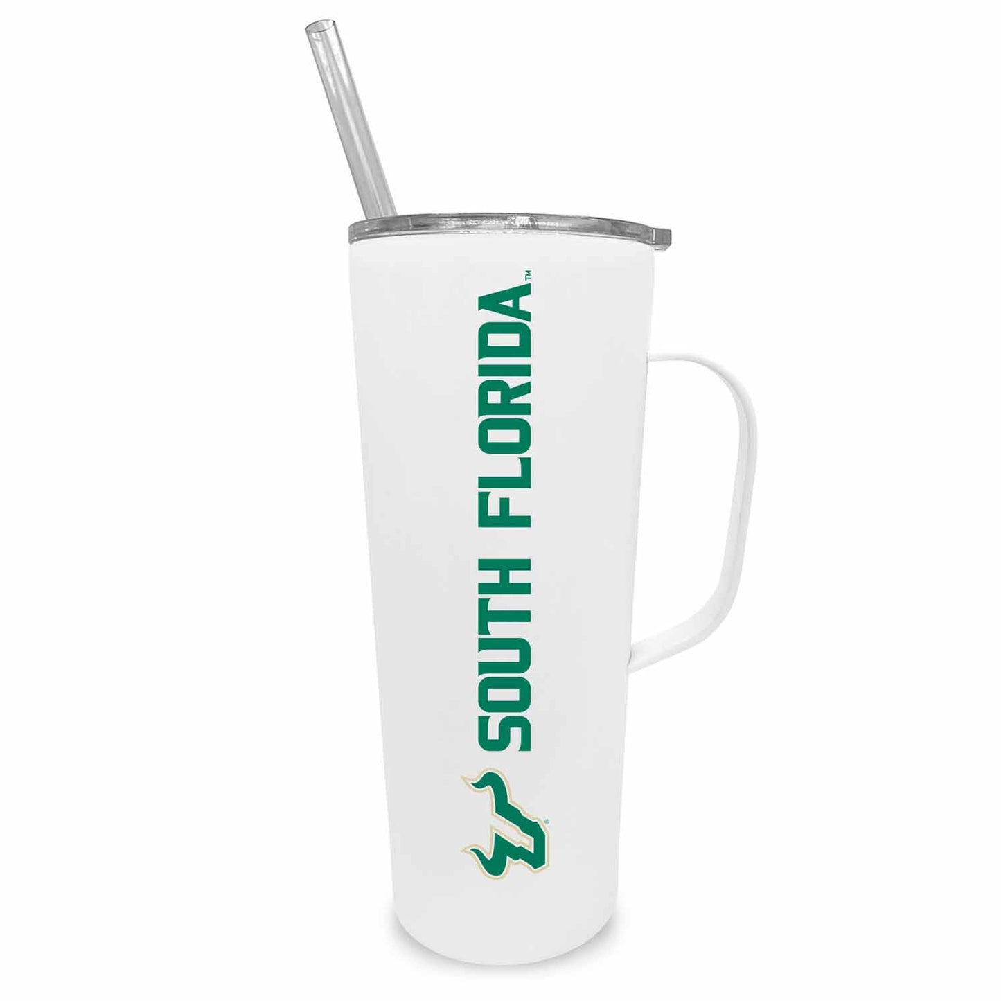 USF Bulls NCAA Stainless Steel 20oz Roadie With Handle & Dual Option Lid With Straw - White