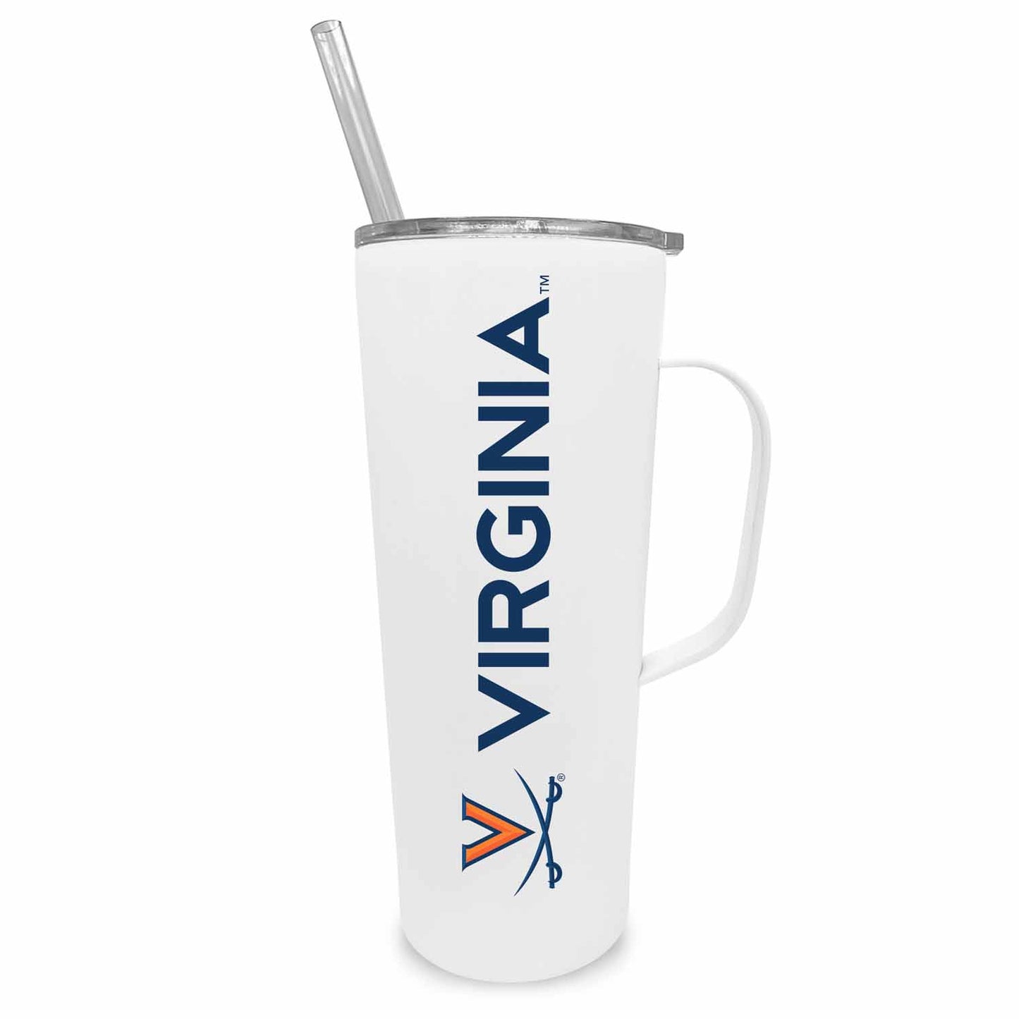 Virginia Cavaliers NCAA Stainless Steel 20oz Roadie With Handle & Dual Option Lid With Straw - White