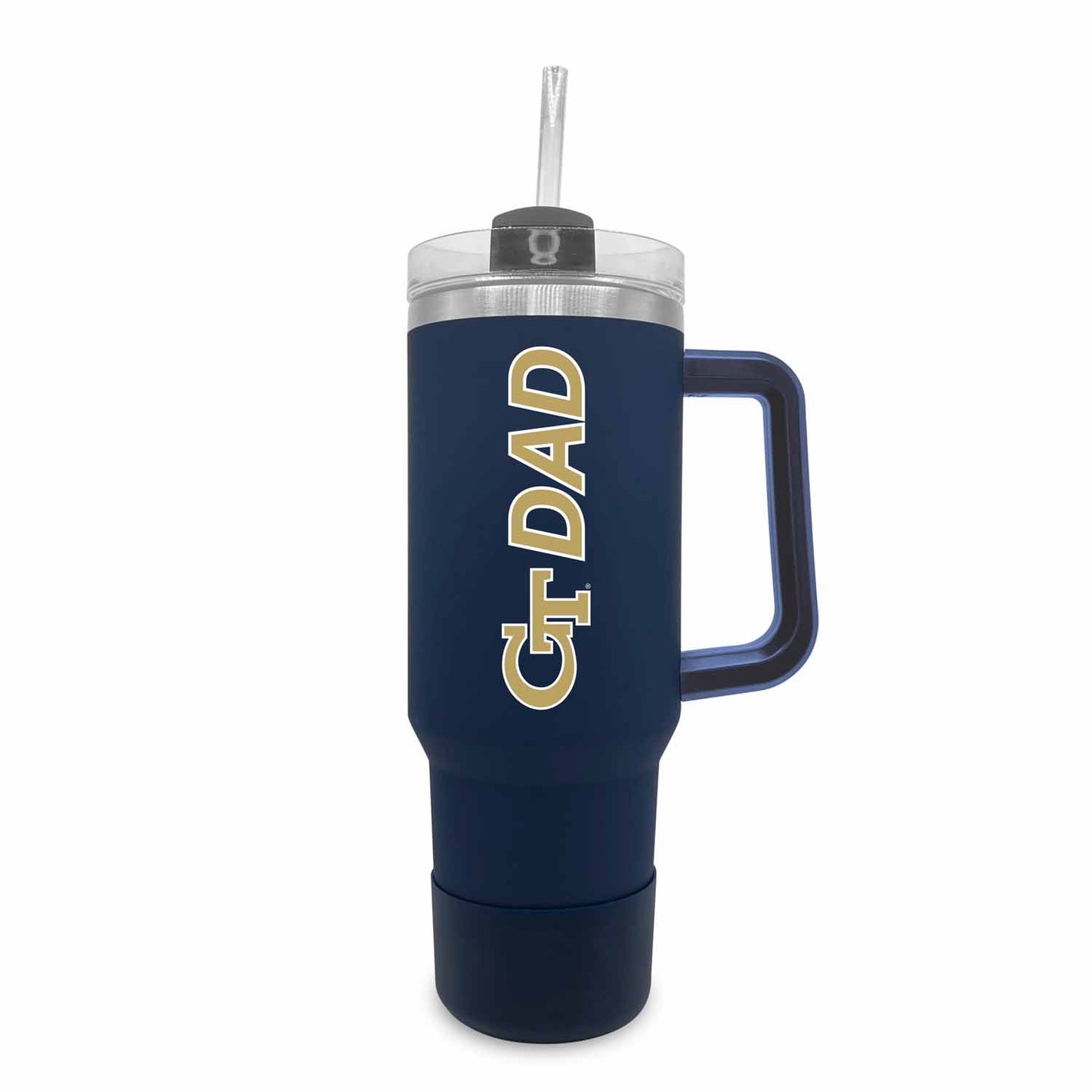 Georgia Tech Yellowjackets Collegiate 40oz Stainless Steel Travel Tumbler with Handle for Dad - Navy