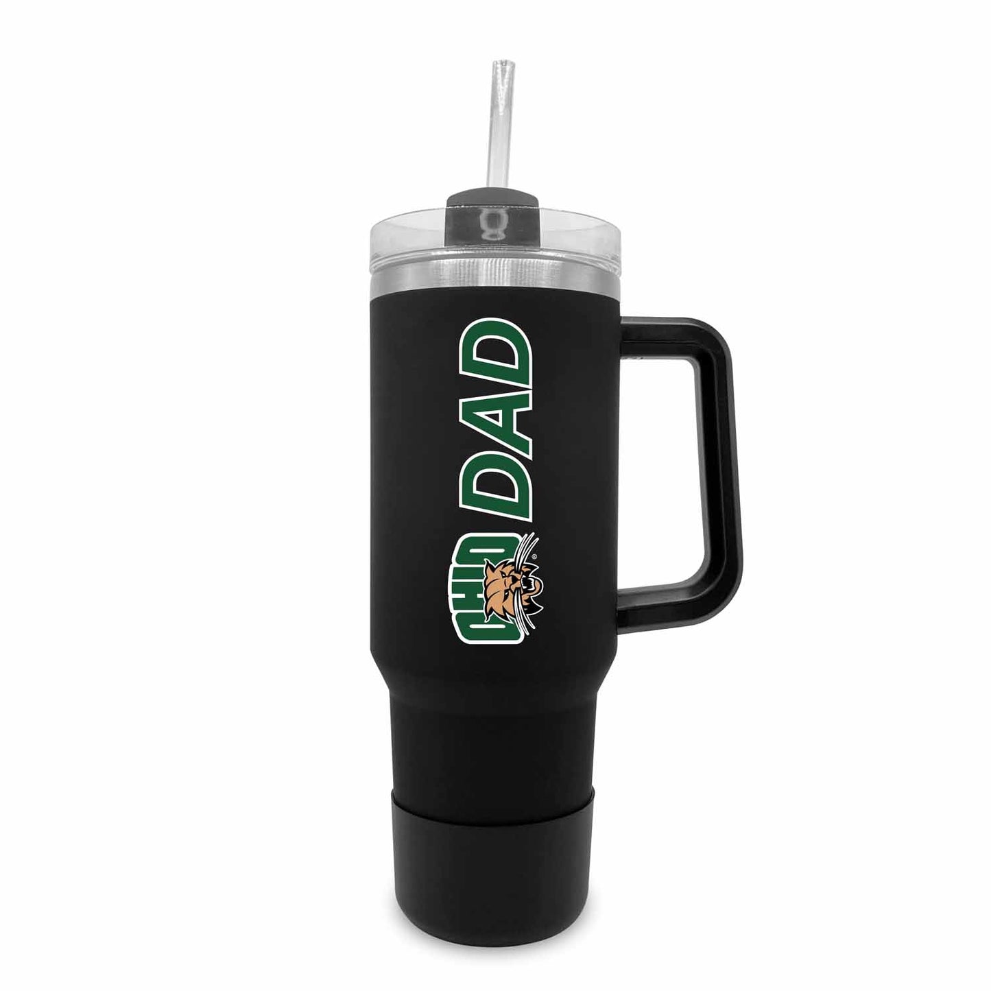 Ohio Bobcats Collegiate 40oz Stainless Steel Travel Tumbler with Handle for Dad - Black