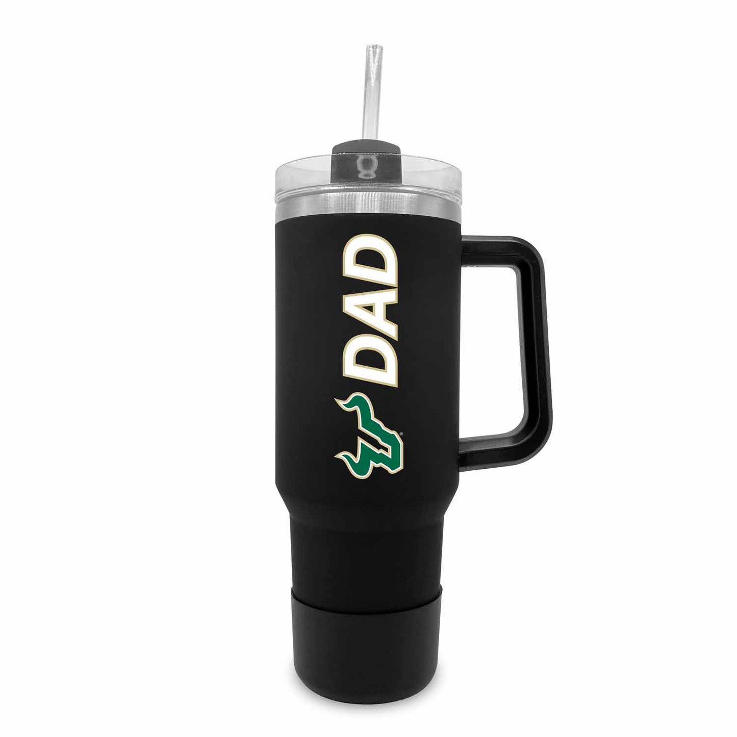 USF Bulls Collegiate 40oz Stainless Steel Travel Tumbler with Handle for Dad - Black