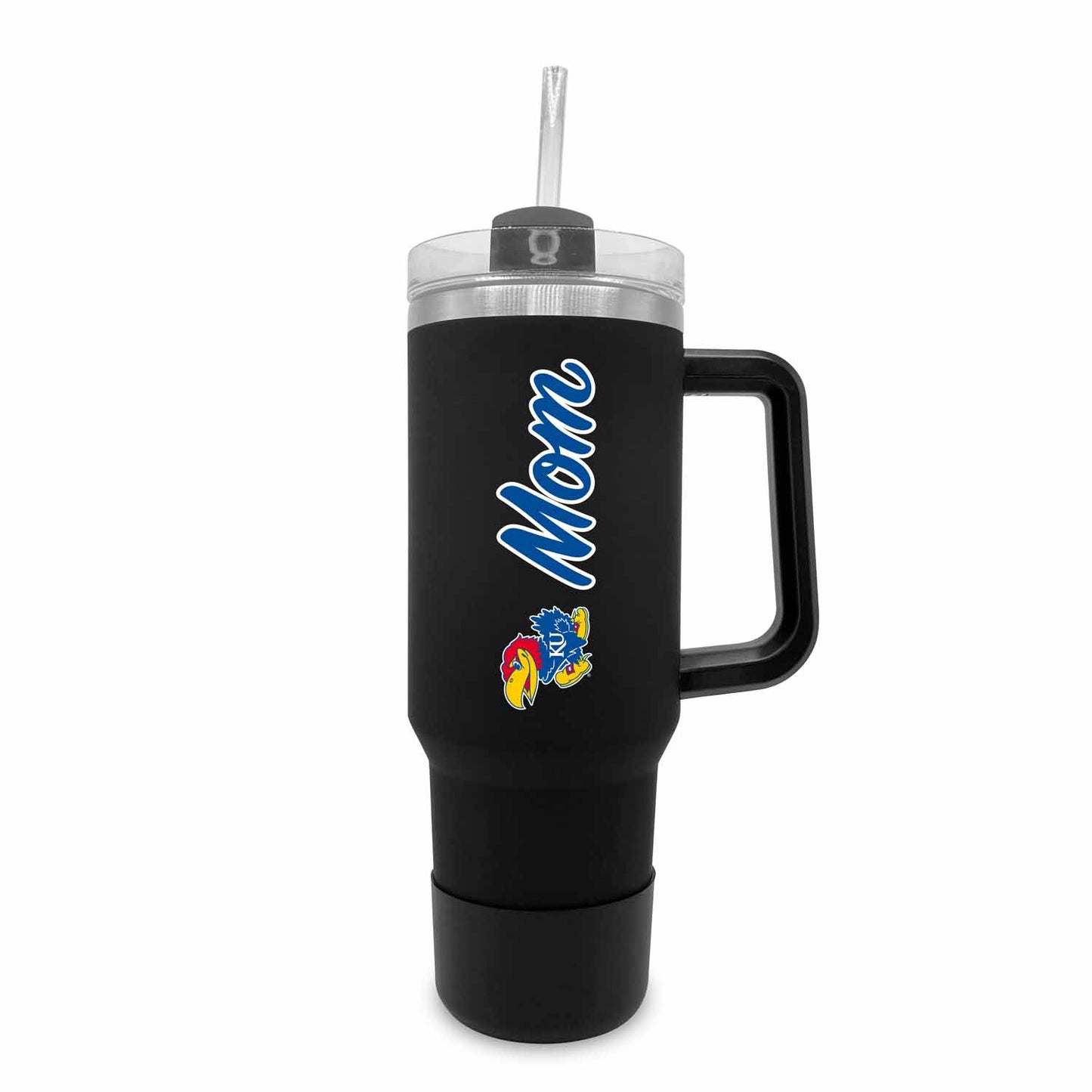 Kansas Jayhawks Collegiate 40oz Stainless Steel Travel Tumbler with Handle for Mom - Black