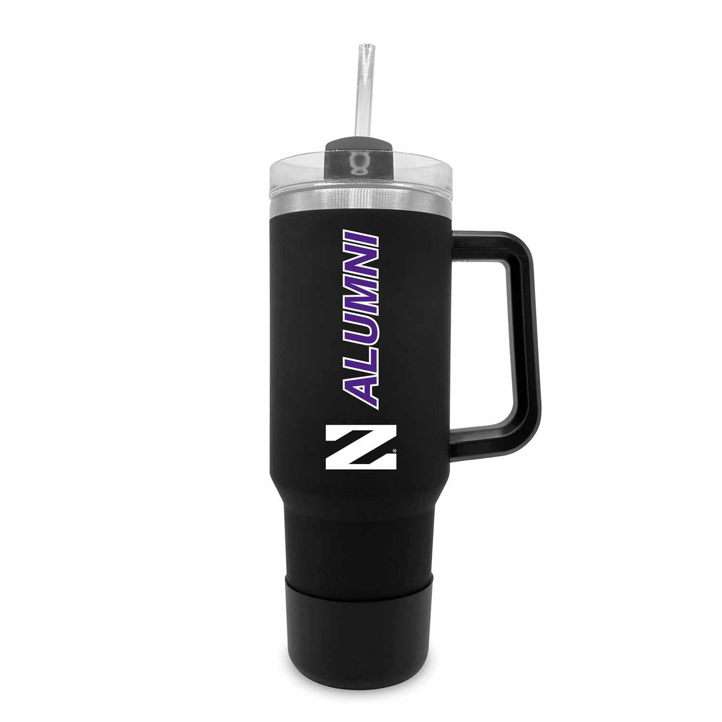 Northwestern Wildcats Collegiate 40oz Stainless Steel Travel Tumbler with Handle for Alumni - Black