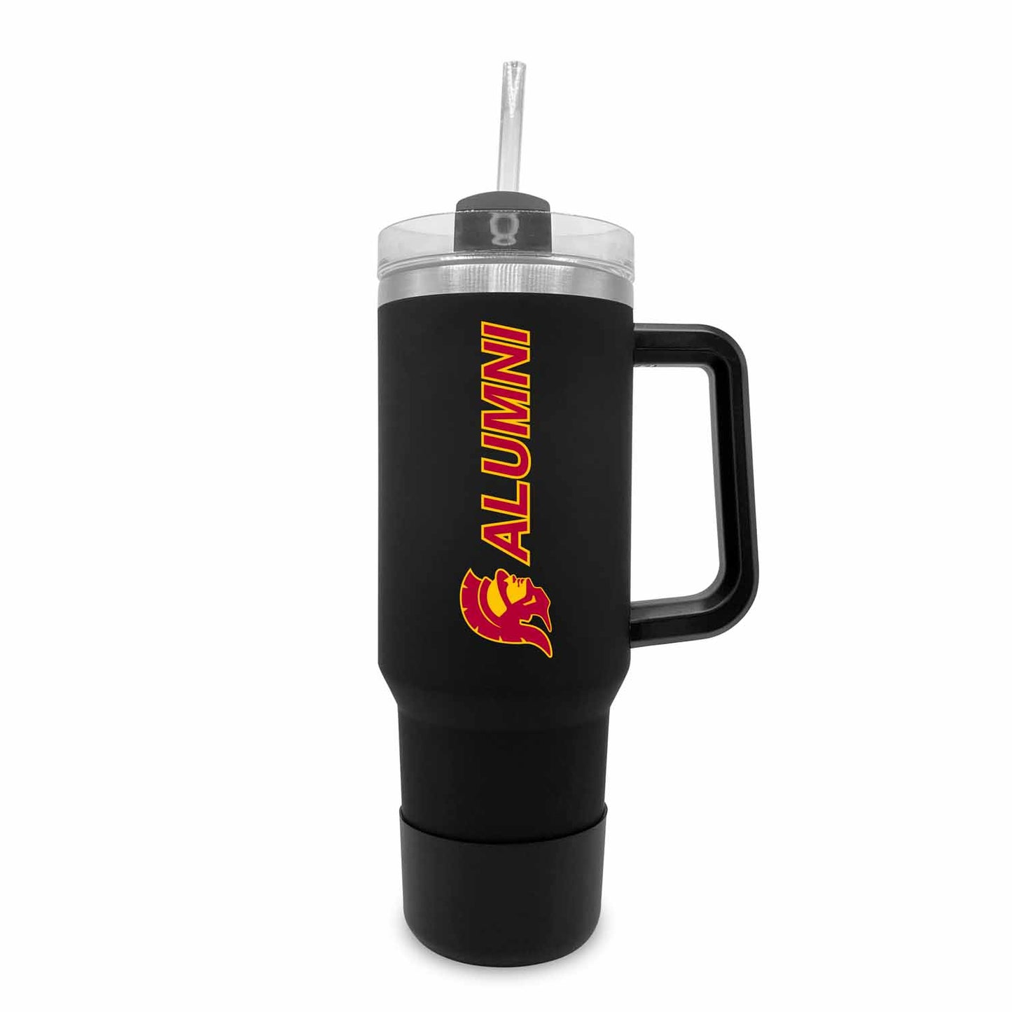 USC Trojans Collegiate 40oz Stainless Steel Travel Tumbler with Handle for Alumni - Black