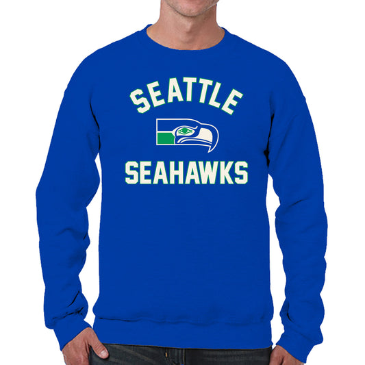 Seattle Seahawks NFL Adult Unisex Retro Gameday Ultra Soft Fleece Crewneck Sweatshirt - Royal