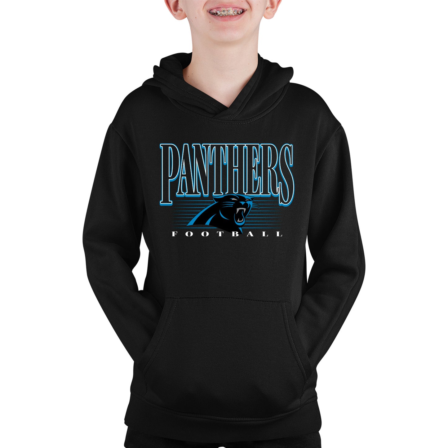 Carolina Panthers NFL Youth Overtime Blueprint Football Fleece Hooded Sweatshirt - Black