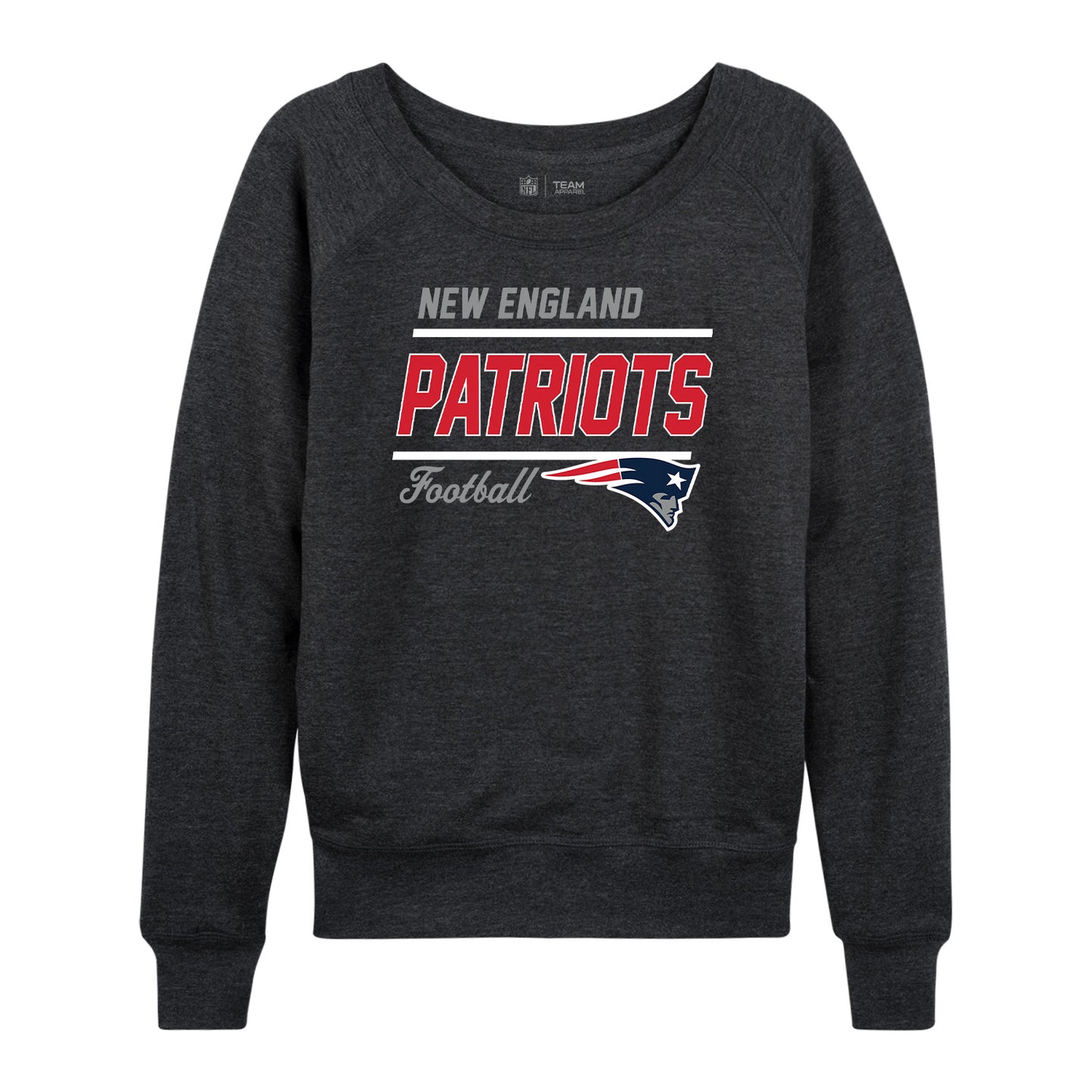 New England Patriots NFL Womens Crew Neck Light Weight - Heather Charcoal