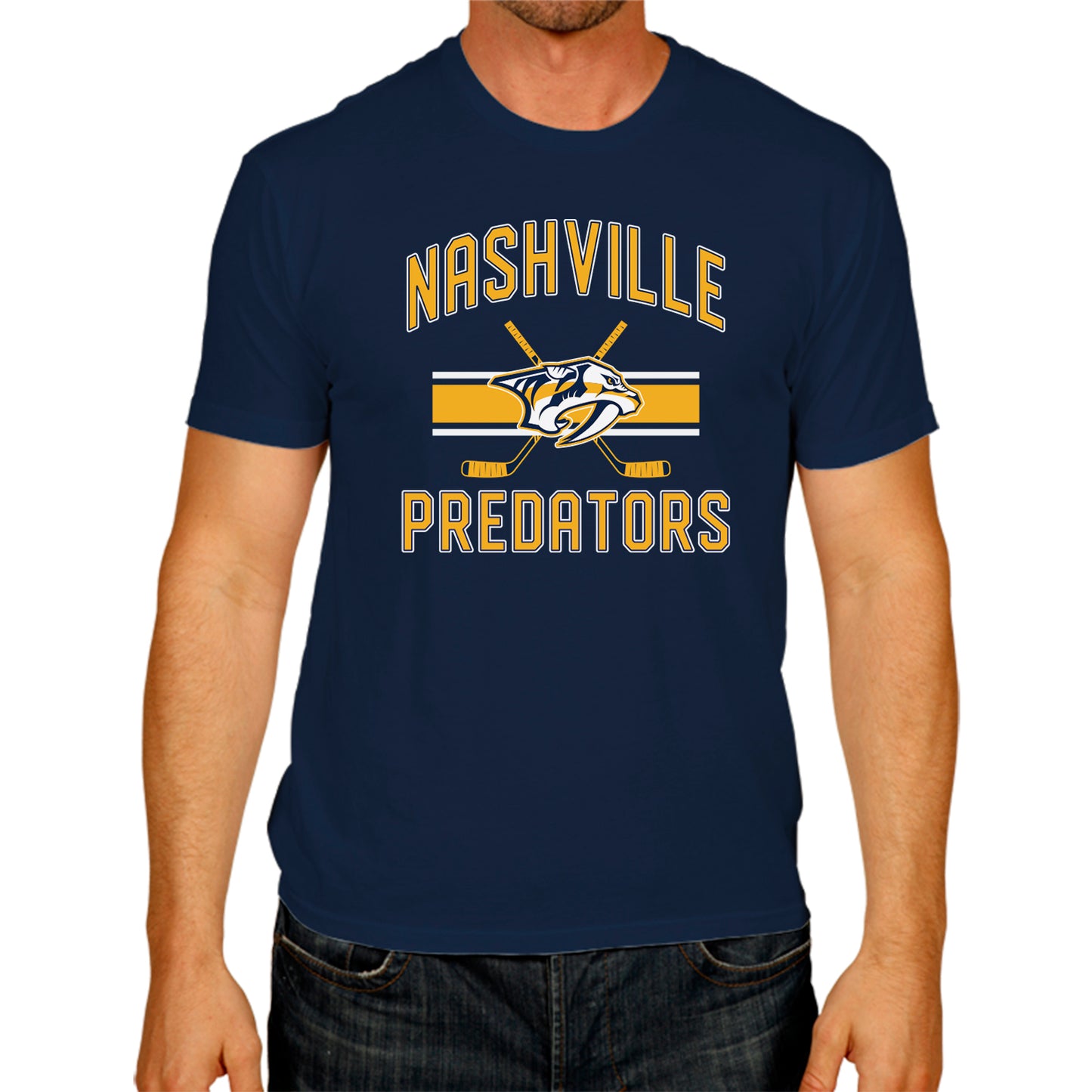 Nashville Predators NHL Adult Face Off Tag-Less T-Shirt - Navy