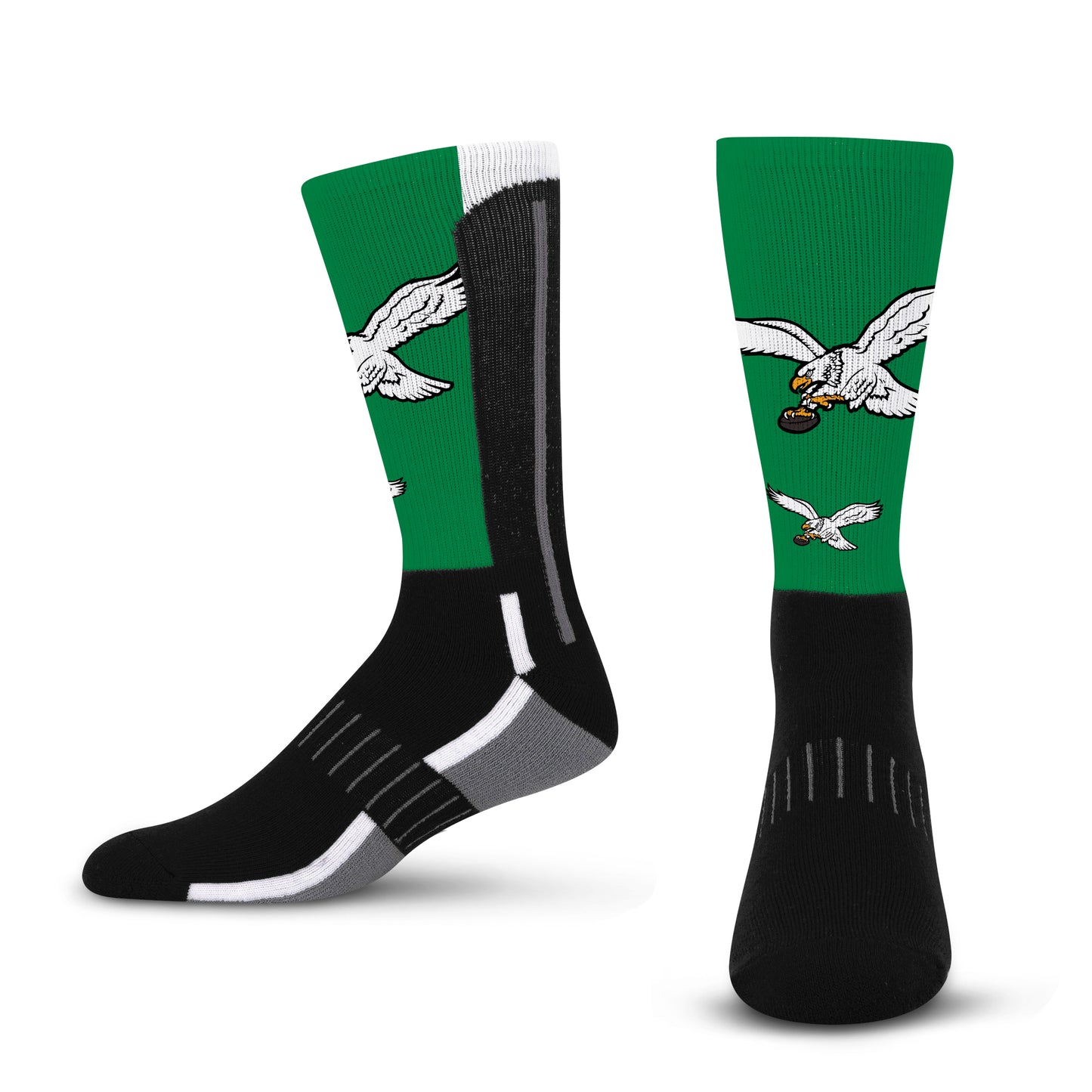 Philadelphia Eagles NFL V Curve Philadelphia Socks for Men and Women Crew Socks for Game Day - Kelly Green