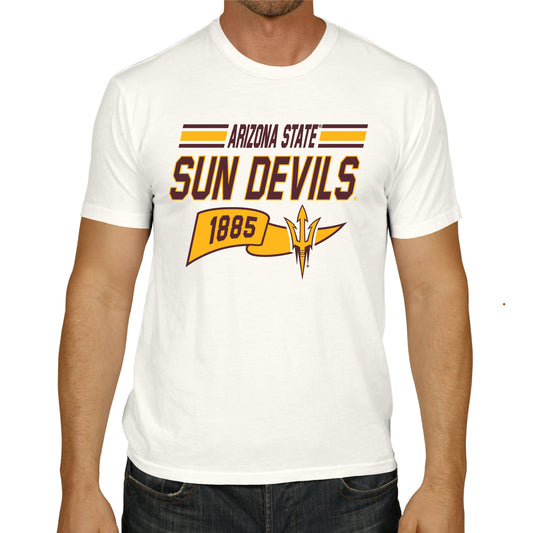 Arizona State Sun Devils NCAA Adult Unisex Varsity Club Pennant T-Shirt Tag-Less - Off White