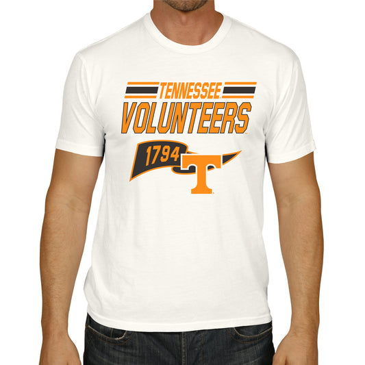 Tennessee Volunteers NCAA Adult Unisex Varsity Club Pennant T-Shirt Tag-Less - Off White