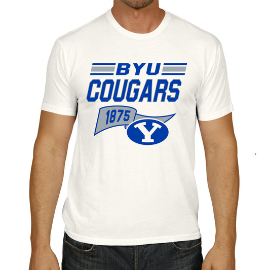 BYU Cougars NCAA Adult Unisex Varsity Club Pennant T-Shirt Tag-Less - Off White