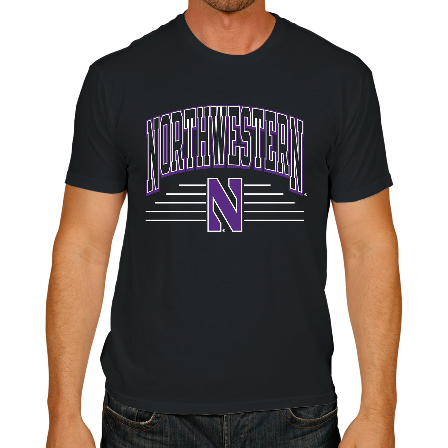 Northwestern Wildcats NCAA Adult Unisex Overtime Classics T-Shirt - Black