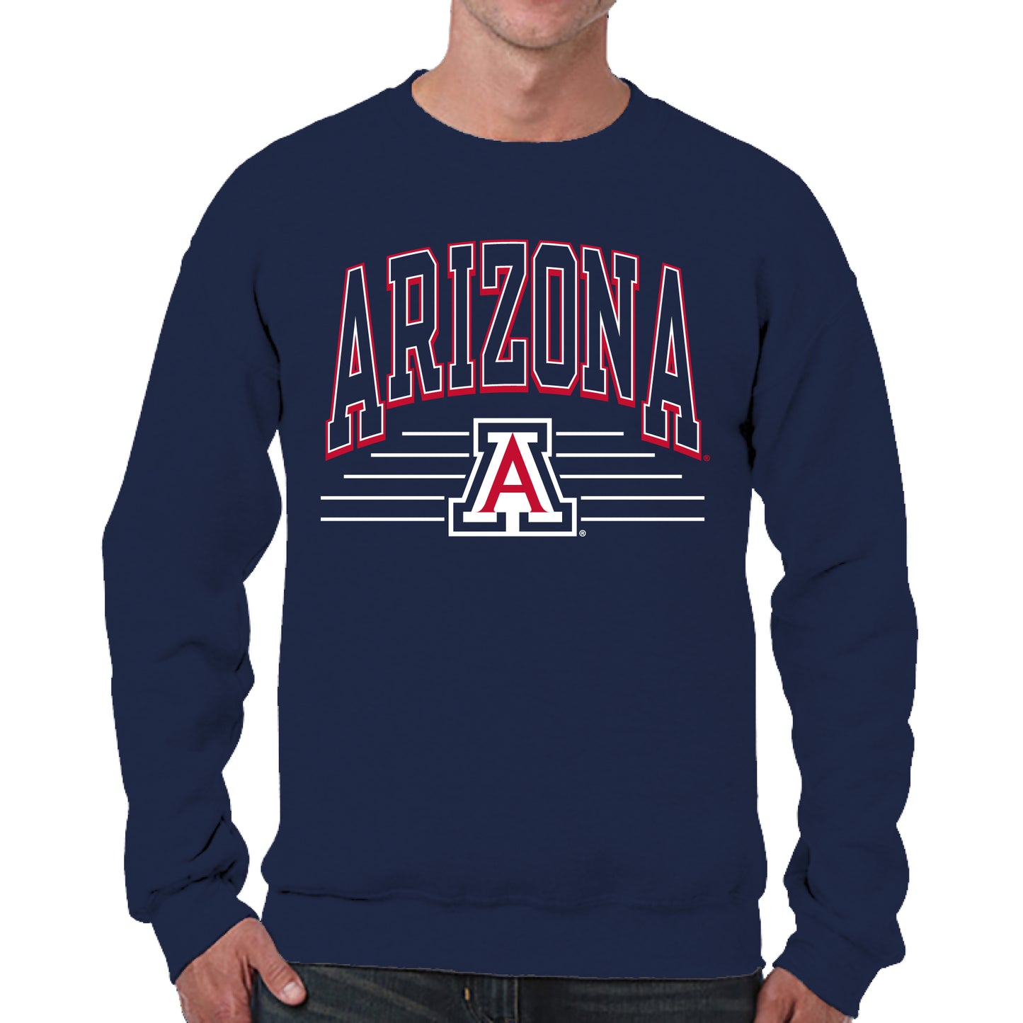 Arizona Wildcats NCAA Adult Unisex Overtime Classics Crewneck Fleece Sweatshirt - Navy