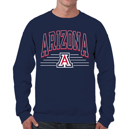 Arizona Wildcats NCAA Adult Unisex Overtime Classics Crewneck Fleece Sweatshirt - Navy