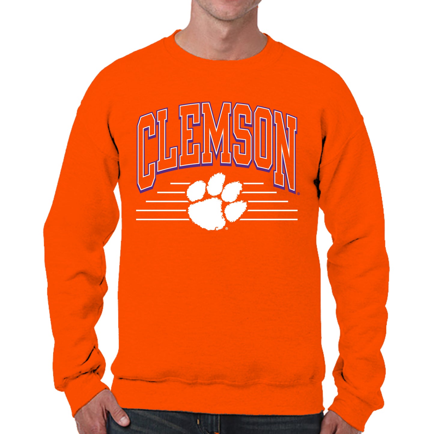 Clemson Tigers NCAA Adult Unisex Overtime Classics Crewneck Fleece Sweatshirt - Orange