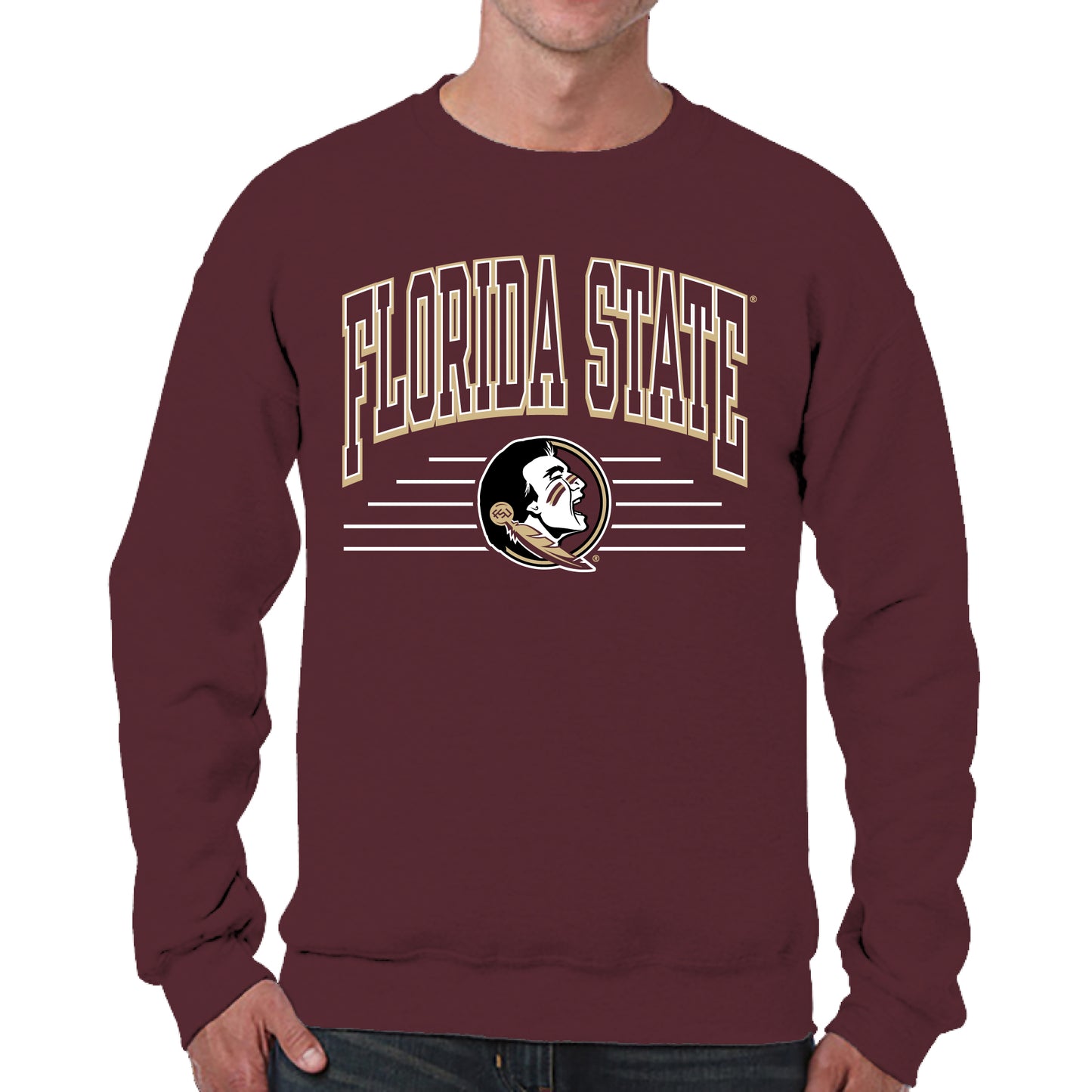 Florida State Seminoles NCAA Adult Unisex Overtime Classics Crewneck Fleece Sweatshirt - Garnet