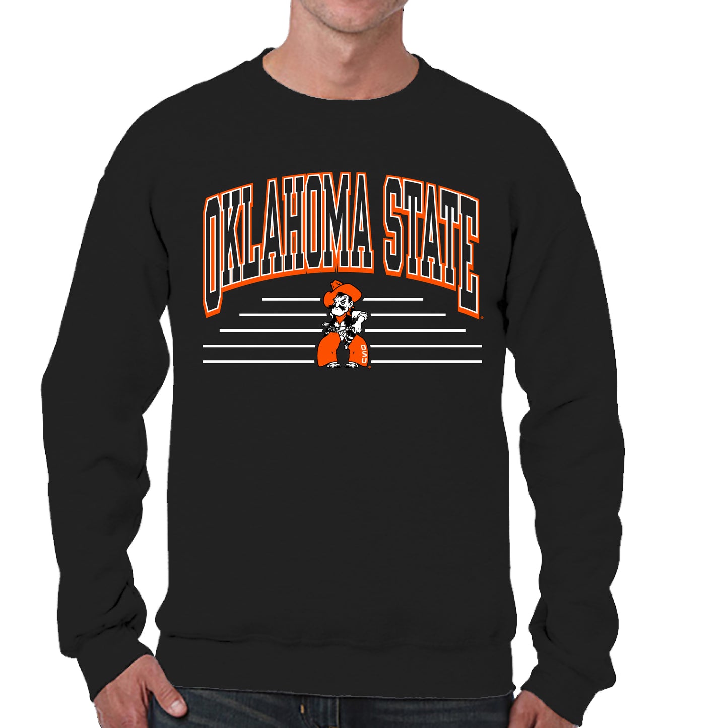 Oklahoma State Cowboys NCAA Adult Unisex Overtime Classics Crewneck Fleece Sweatshirt - Black