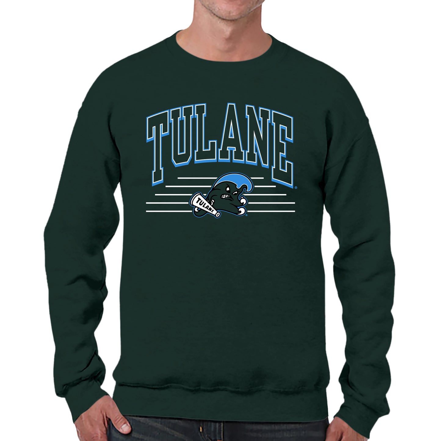 Tulane Green Wave NCAA Adult Unisex Overtime Classics Crewneck Fleece Sweatshirt - Forest Green
