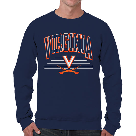 Virginia Cavaliers NCAA Adult Unisex Overtime Classics Crewneck Fleece Sweatshirt - Navy
