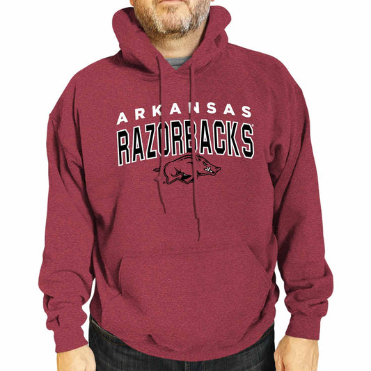 Arkansas Razorbacks NCAA Adult Unisex Starting Fresh Heathered Hooded Fleece Sweatshirt - Cardinal Heather