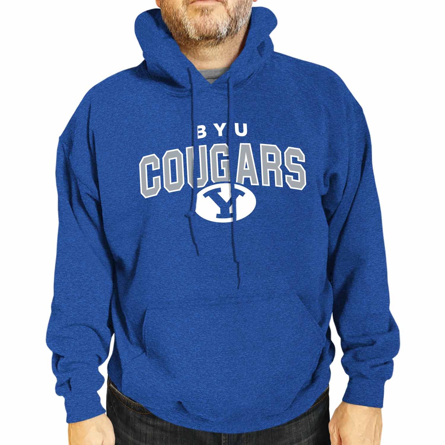 BYU Cougars NCAA Adult Unisex Starting Fresh Heathered Hooded Fleece Sweatshirt - Royal Heather