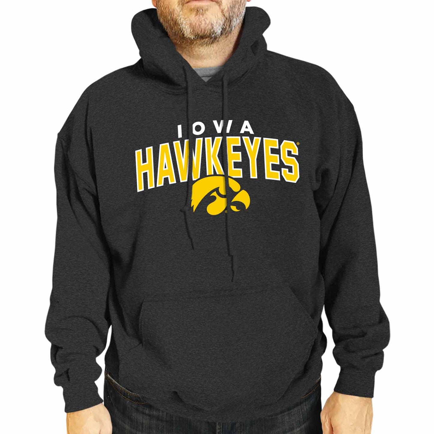 Iowa Hawkeyes NCAA Adult Unisex Starting Fresh Heathered Hooded Fleece Sweatshirt - Black Heather