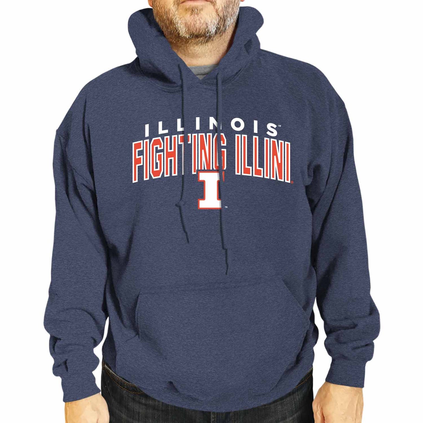 Illinois Fighting Illini NCAA Adult Unisex Starting Fresh Heathered Hooded Fleece Sweatshirt - Navy Heather