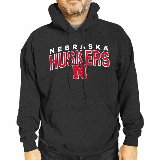 Nebraska Cornhuskers NCAA Adult Unisex Starting Fresh Heathered Hooded Fleece Sweatshirt - Black Heather