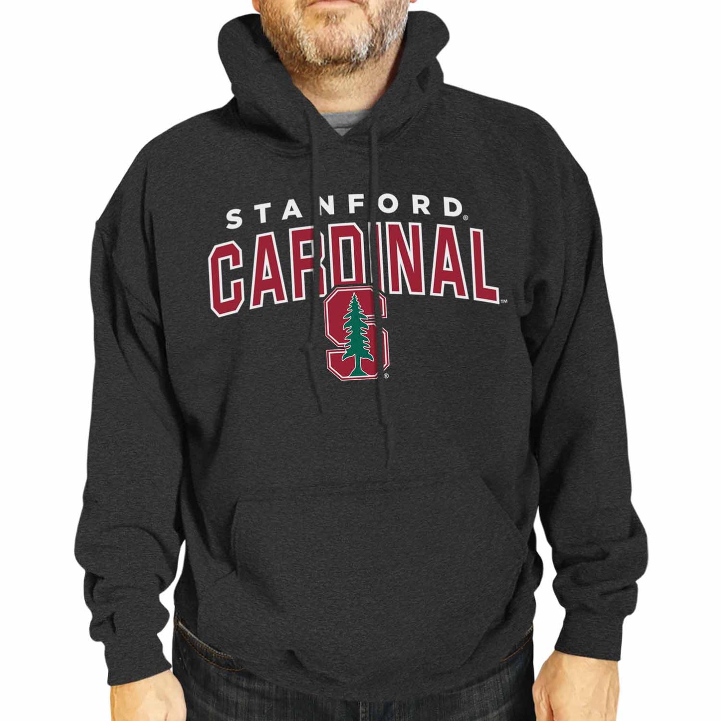 Stanford Cardinal NCAA Adult Unisex Starting Fresh Heathered Hooded Fleece Sweatshirt - Black Heather