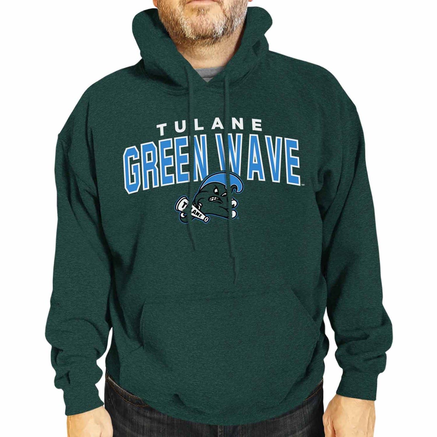 Tulane Green Wave NCAA Adult Unisex Starting Fresh Heathered Hooded Fleece Sweatshirt - Forest Green Heather