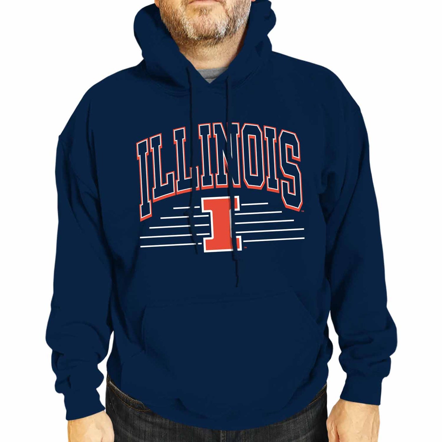 Illinois Fighting Illini NCAA Adult Unisex Overtime Classics Hooded Fleece Sweatshirt - Navy