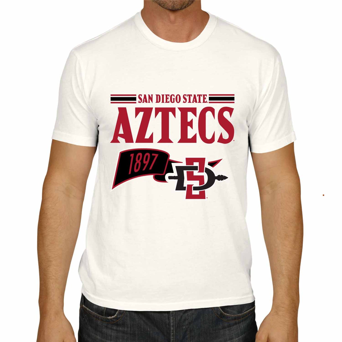 San Diego State Aztecs NCAA Adult Unisex Varsity Club Pennant T-Shirt Tag-Less - Off White
