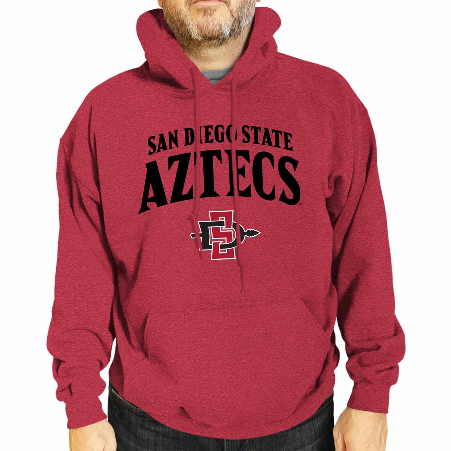 San Diego State Aztecs NCAA Adult Unisex Starting Fresh Heathered Hooded Fleece Sweatshirt - Red Heather