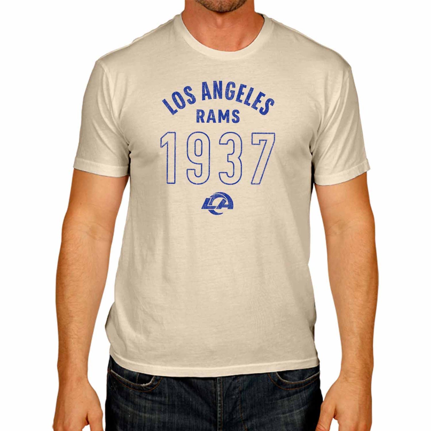 Los Angeles Rams NFL Adult Big Date Tag-Less T-Shirt - Natural