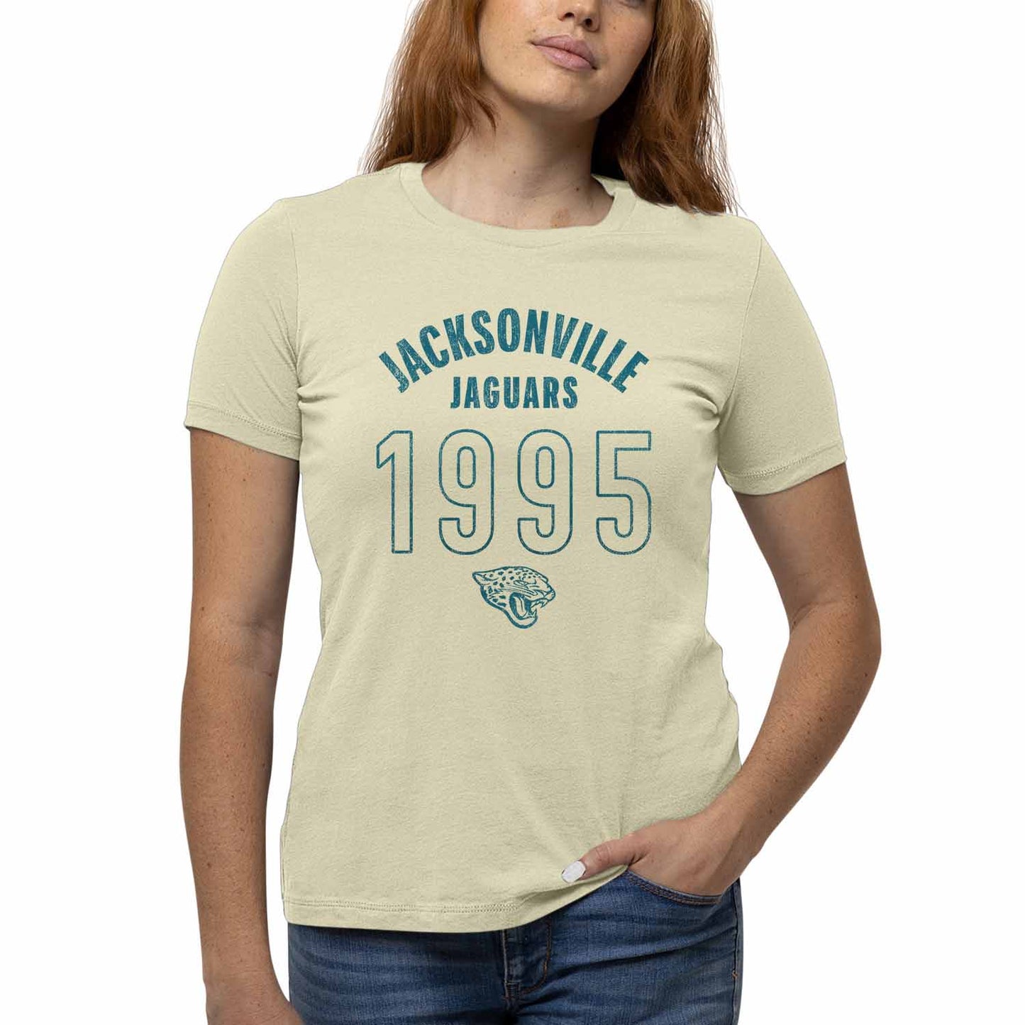 Jacksonville Jaguars NFL Womens Big Date Tag-Less T-Shirt - Natural