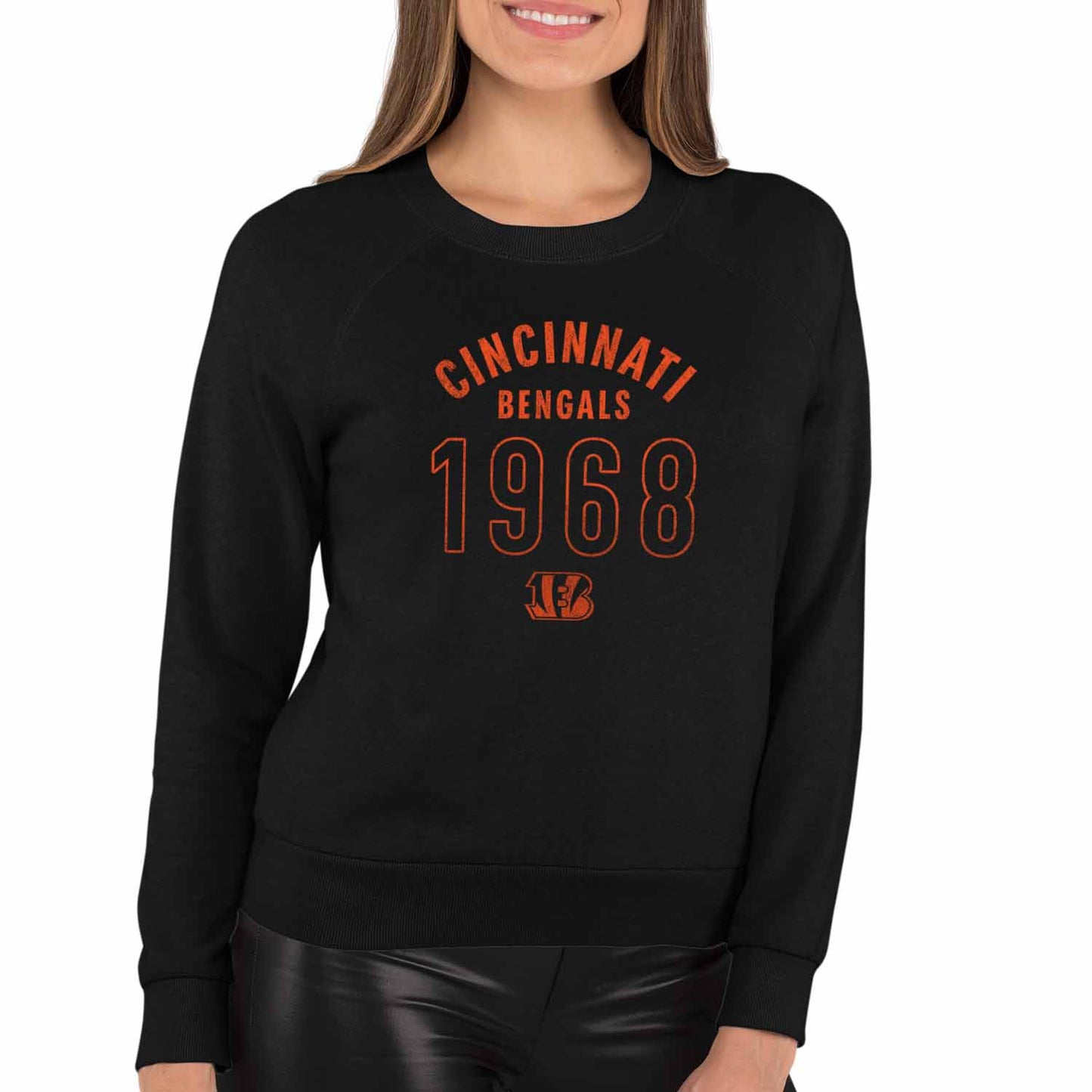 Cincinnati Bengals NFL Womens Big Date Slouchy Crewneck - Black