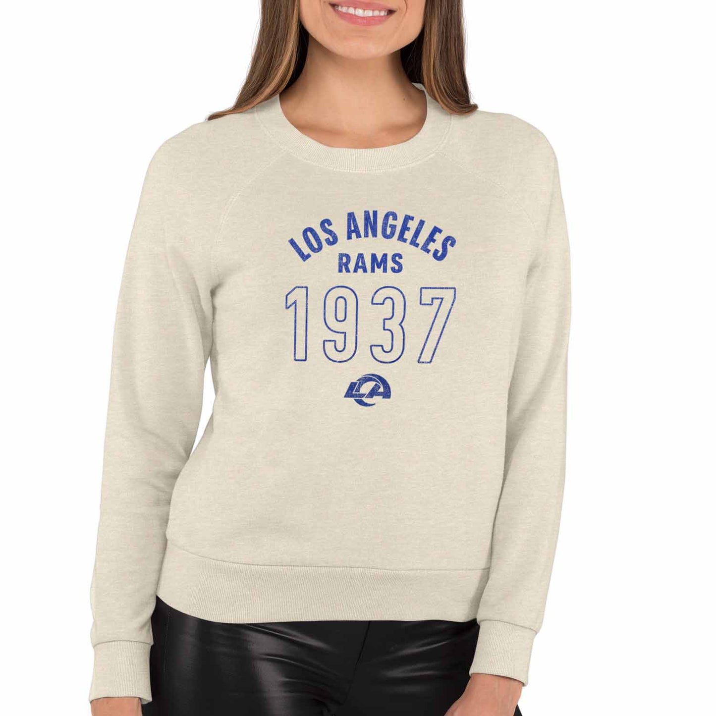 Los Angeles Rams NFL Womens Big Date Slouchy Crewneck - Natural